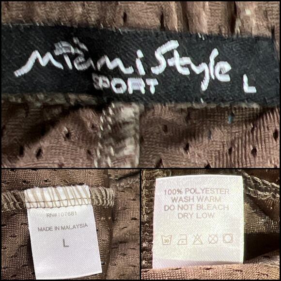 Miami Style Sport Perforated Folly Beach Running Shorts Brown Pink Size Large - Picture 4 of 8